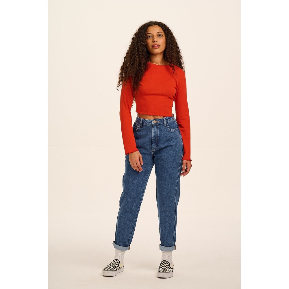 Lucy & Yak | Dana Mom Denim Jeans W28/6 Mid Wash Blue High Waist Straight Leg